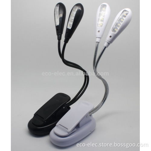 Super Bright Dual Flexible Double Flex Goosenecks 8 LED Book Reading Clip-on Arm Table Lamp Study Desk Light LED table light